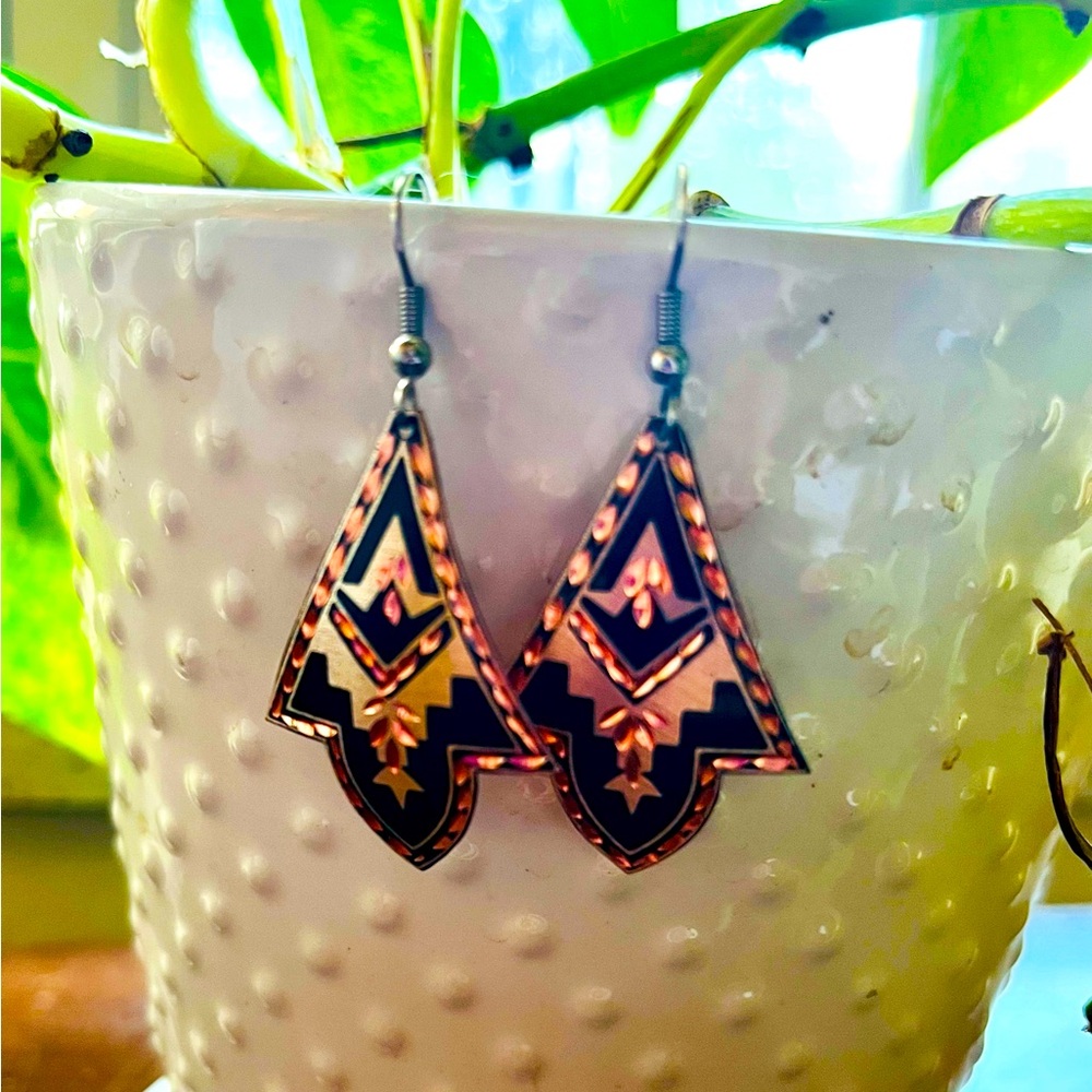 Turkish Black and Copper Earrings
